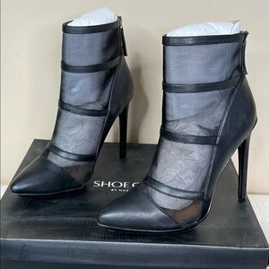 Nasty Gal Mesh Black Ankle Heel Bootie